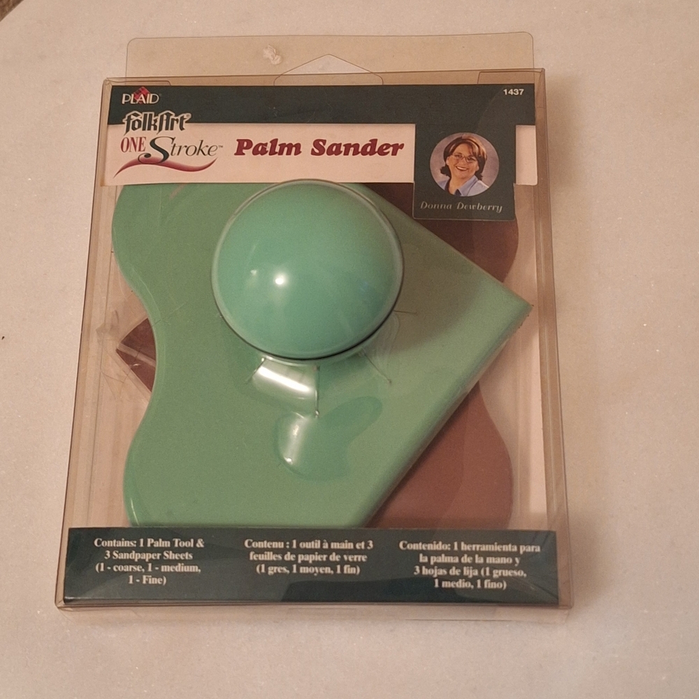 Vintage Plaid FolkArt One Stroke Palm Sander - Sage Green.